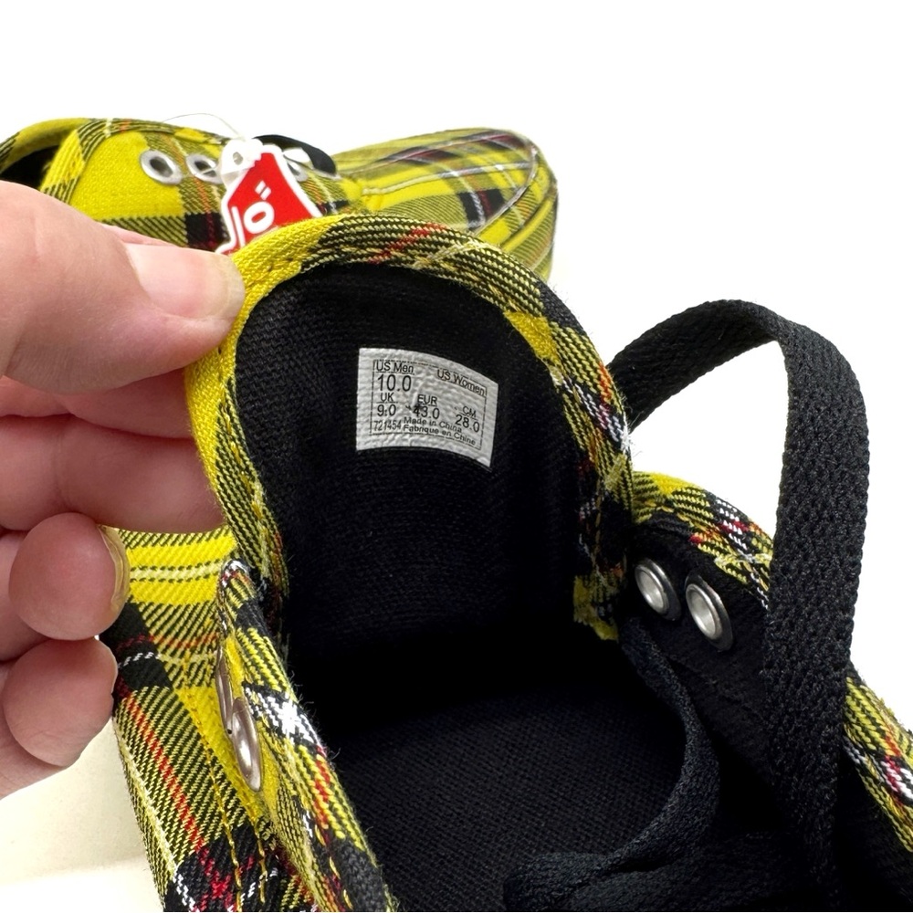 Vans Authentic Platform 2.0 Patent Plaid Lemon Chrome Black Sneakers Size 10 - Picture 6 of 11